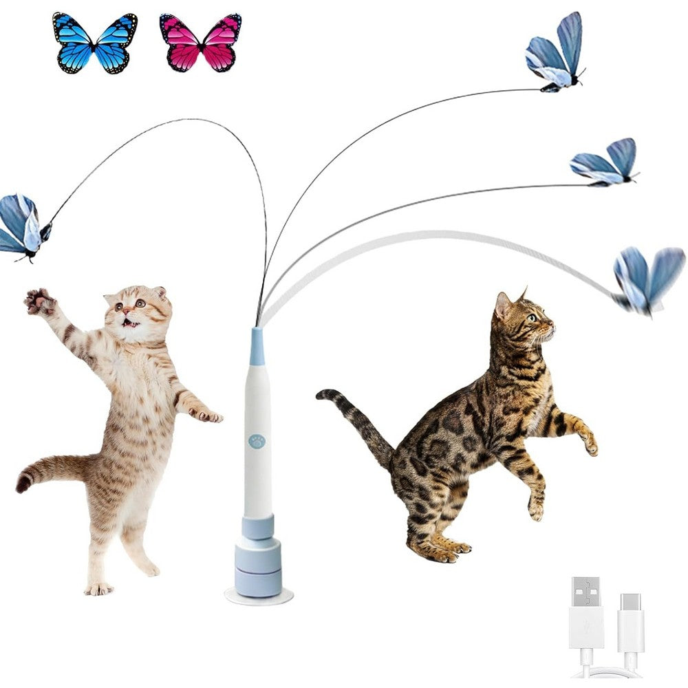 Interactive Cat Toys Electric Cat Teaser with 360-degree Spinning Butterfly