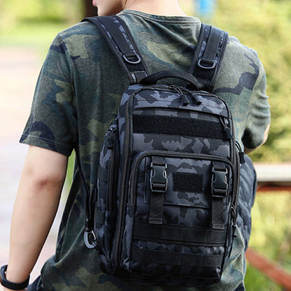 Fishing Tackle Backpack with Rod Holder Outdoor Shoulder Bag for Fishing Gear Storage Deep Blue