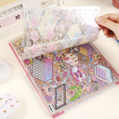 3D Reusable Sticker Scene Book with 10 Themes  - Pink