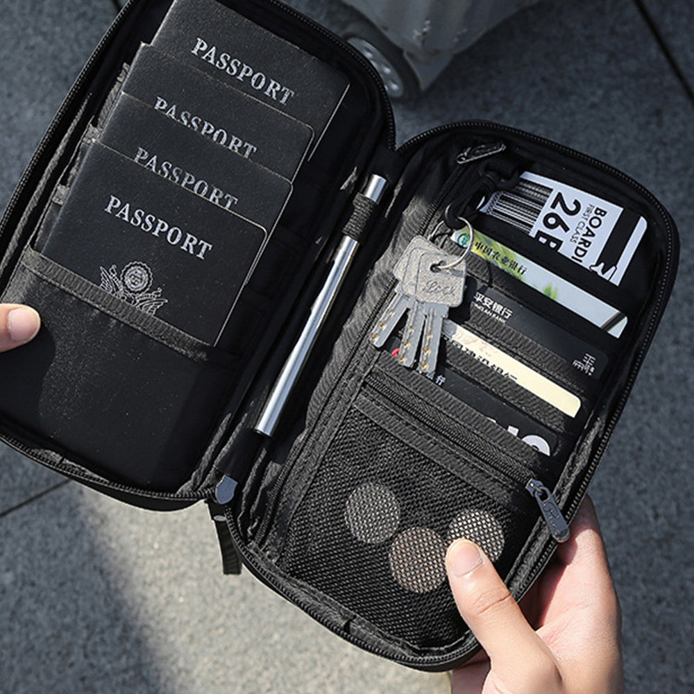 Passport Holder RFID Block Passport Wallet Water Resistance Travel Document Organizer for Credit Cards-Black