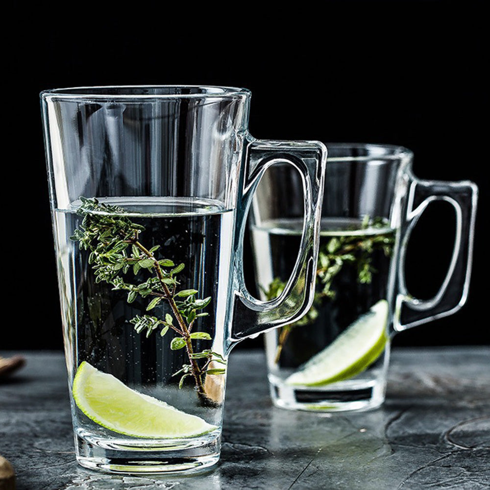 2 Pack 440ml Thick Glass Mugs for Juice Drinks Wine