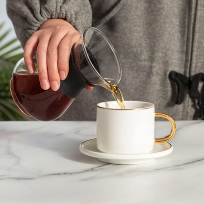 Pour Over Coffee Maker Borosilicate Glass Carafe with Reusable Stainless Steel Filter-400ml