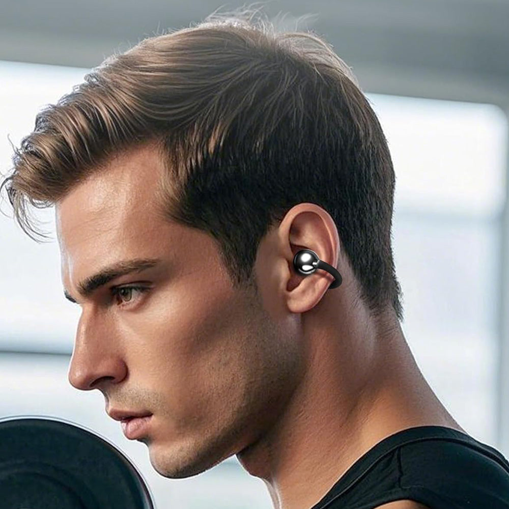 Bluetooth Clip-on Earbuds Wireless Open Ear Earbuds for Sports Workout Black