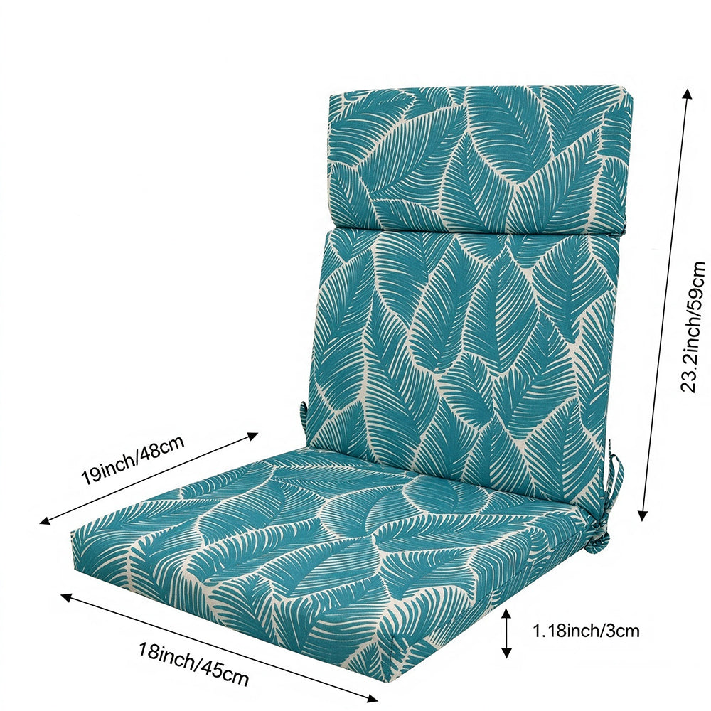 Water Resistant Seat Cushion Backrest Back Deep Chair Cushion - Blue