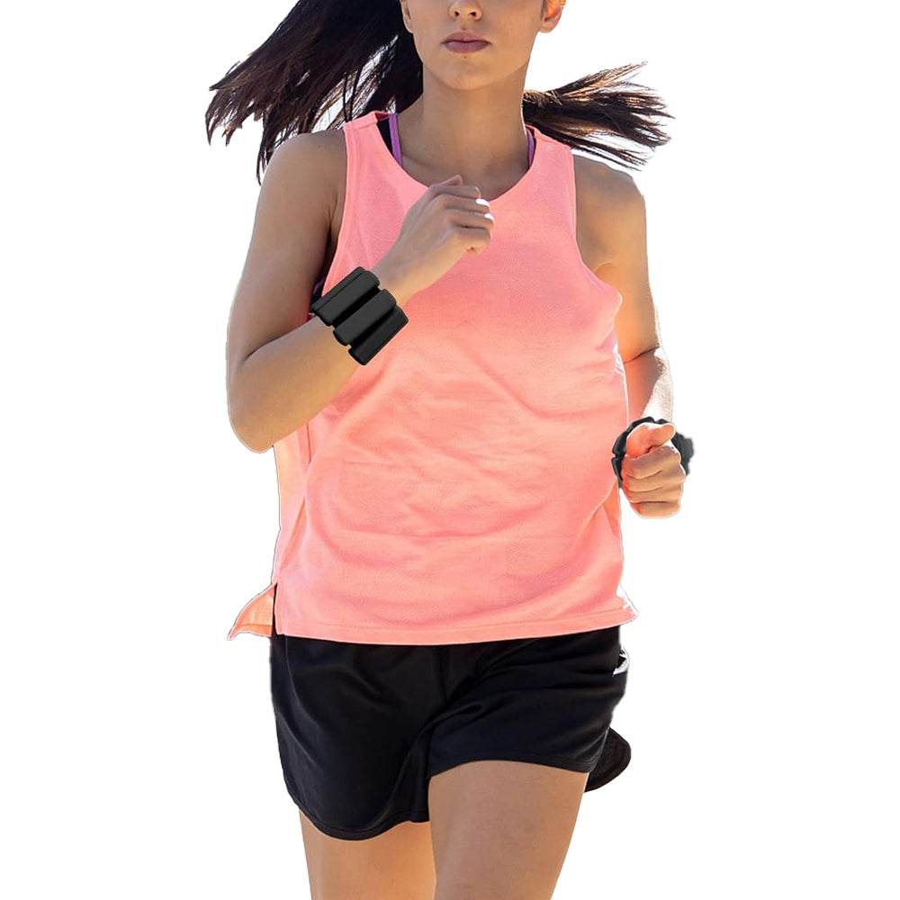 Pair of Adjustable Wrist Ankle Weights Unisex Strength Training Set Walking Running Gym Black