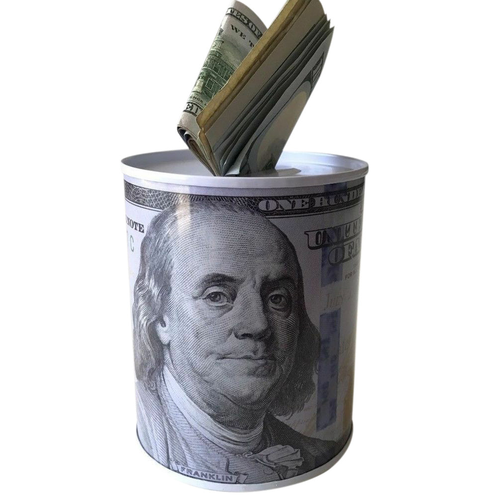 2Pcs Money Savings Piggy Bank Bill Coin Saver Tin