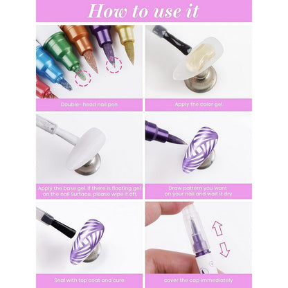 20Pcs Nail Art Pens Set Nail Art Markers for Gel Nails Graffiti Dotting Drawing