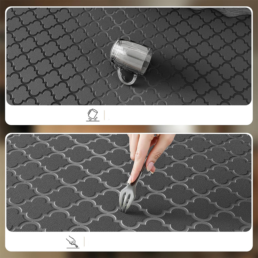 2Pcs PVC Kitchen Mat Set-Black