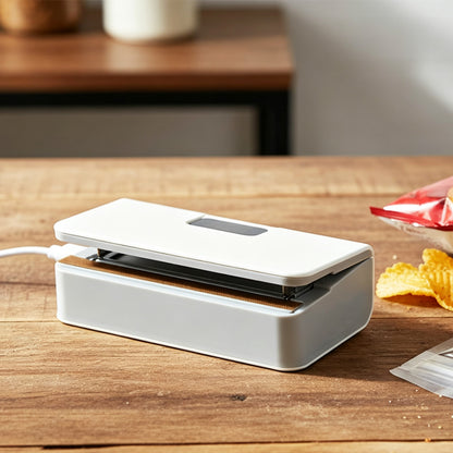 6 Level Bag Sealer with Cutter and LED Display Heat Sealer - White