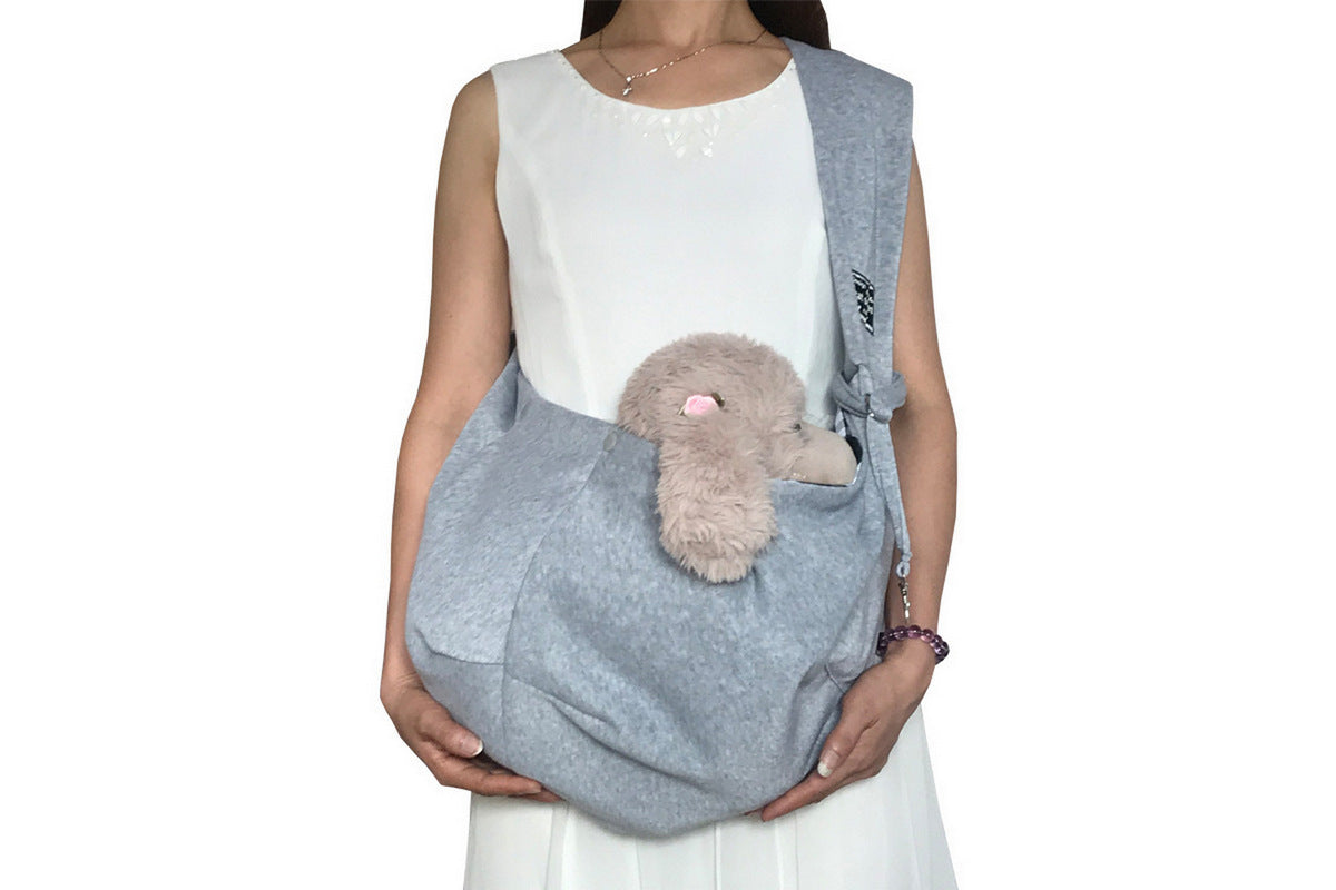 Reversible Pet Sling Carrier Dog Cat Puppy Travel Bag with Phone Holder Pocket Puppy Carrier Sling Purse-Grey