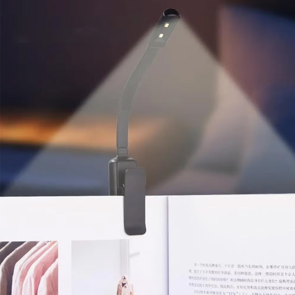 3 Modes Brightness Adjustable Clip-On Reading Lamp Flexible Rechargeable LED Book Light Black