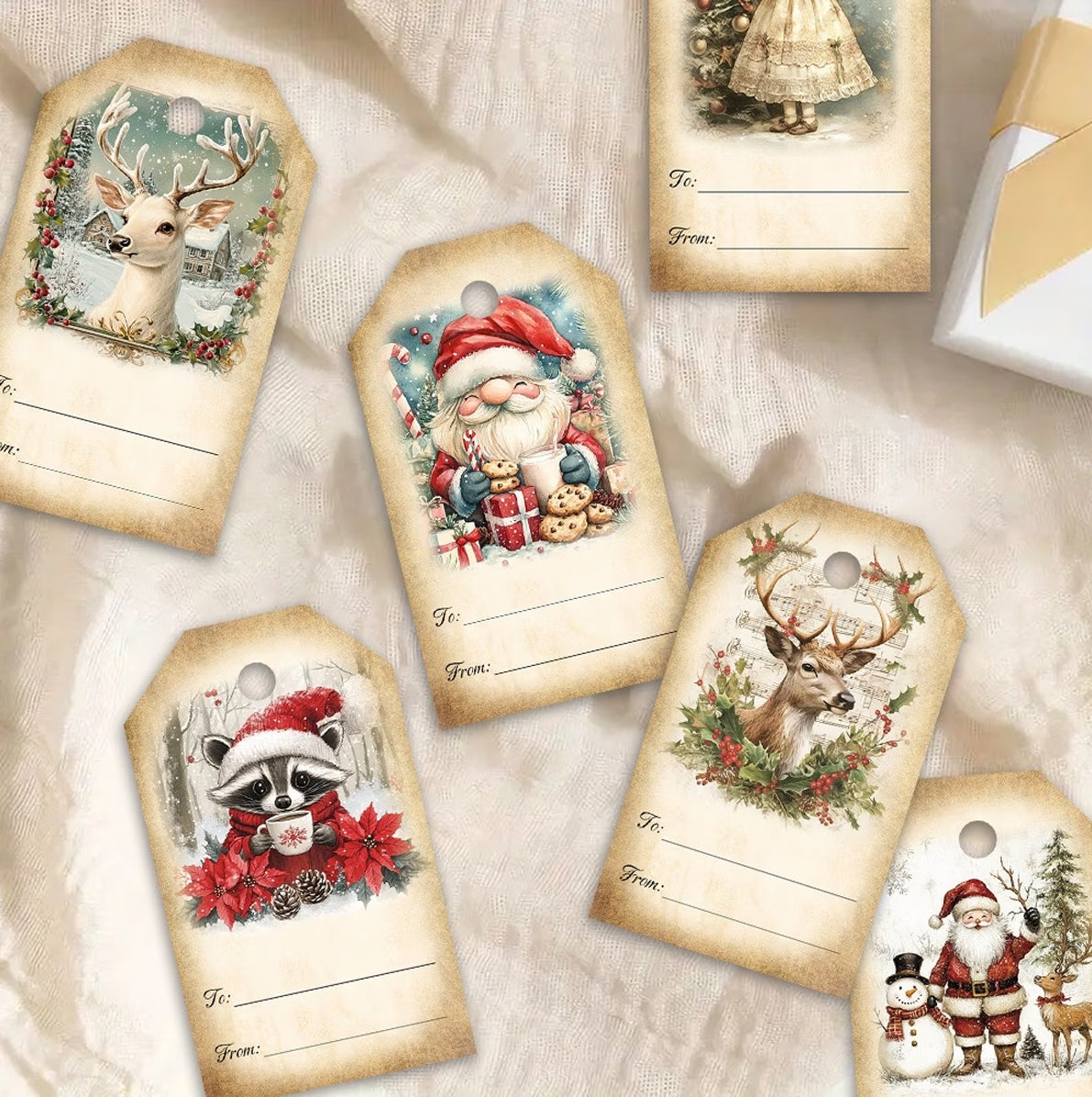 40 Pack Engineered Wood Christmas Gift Tags with Hanging String