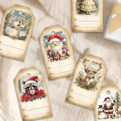 40 Pack Engineered Wood Christmas Gift Tags with Hanging String