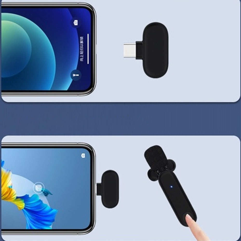 2.4G Wireless Lavalier Microphone Plug and Play Mic for Android iPhone iPad Vlog Live Stream Black