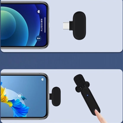 2.4G Wireless Lavalier Microphone Plug and Play Mic for Android iPhone iPad Vlog Live Stream Black