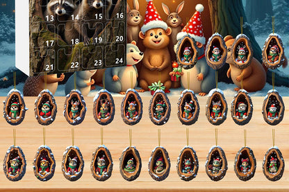 24Pcs Christmas Tree Decoration Hanging Ornaments for Home Holiday-Raccoon