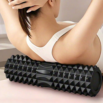 6Pcs Foam Roller Set with Massage Stick and Resistance Band-Black