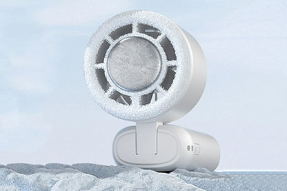100 Speeds Digital Display Cooling Fan USB Fan with Lanyard and Phone Holder Base-White