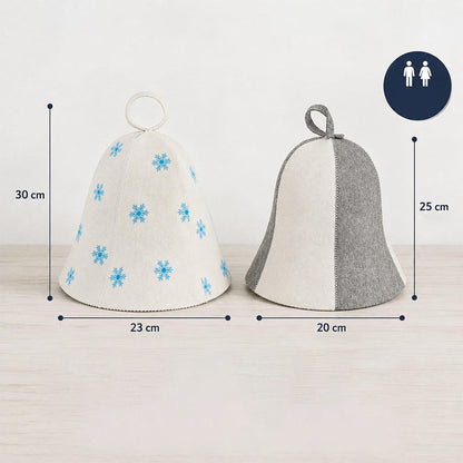 2Pcs Wide Brim Felt Sauna Hat