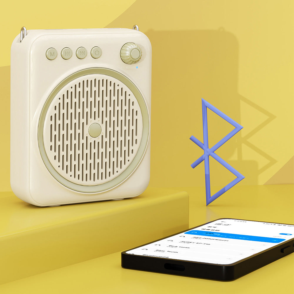 Portable Bluetooth Voice Amplifier Rechargeable Speaker with Wired Microphone Beige