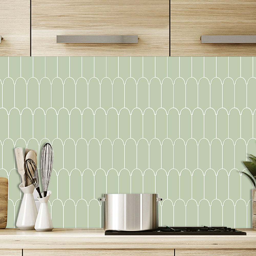 Arch shape Wall Stickers Water Resistant Wallpaper Removable Decal for Kitchen Bathroom -Green