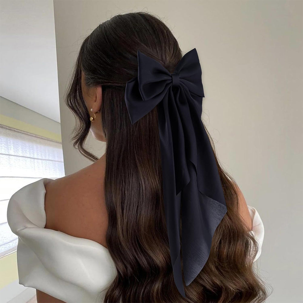 3 Piece Large Bow Ribbon Hair Clip Set for Women Girls