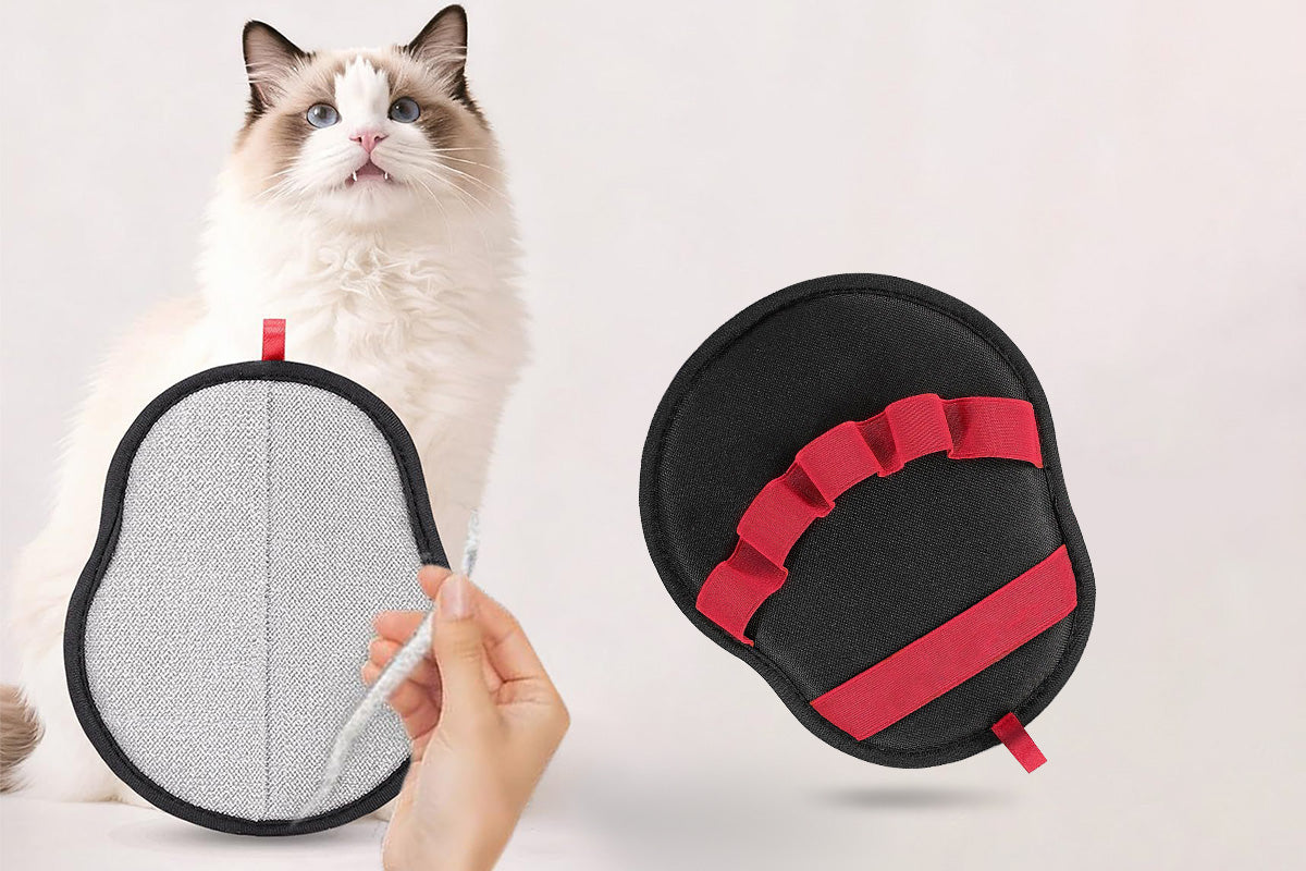 Pet Hair Removal Glove Reusable Electrostatic Grooming Mitt for Cats Dogs-Red
