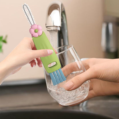 3 in 1 Cup Lid Cleaning Brush Crevice Cleaning Brush for Bottle Gap Tight Spaces Cup Green