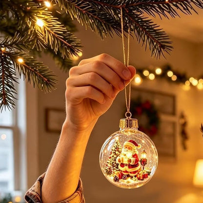 2 Pack 8cm Clear Plastic Fillable Christmas Ball Ornaments - Santa
