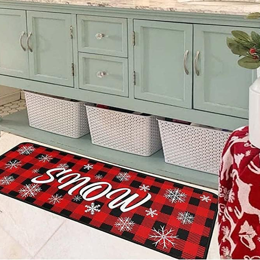 2Pcs Set Christmas Floor Mats Non-Slip Kitchen Mats Xmas Doormats Style 4