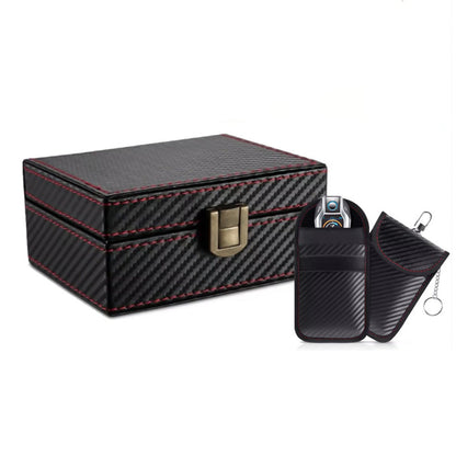 RFID Blocking Box and 2Pcs Car Key Bags Set Anti Theft RFID Security Kit