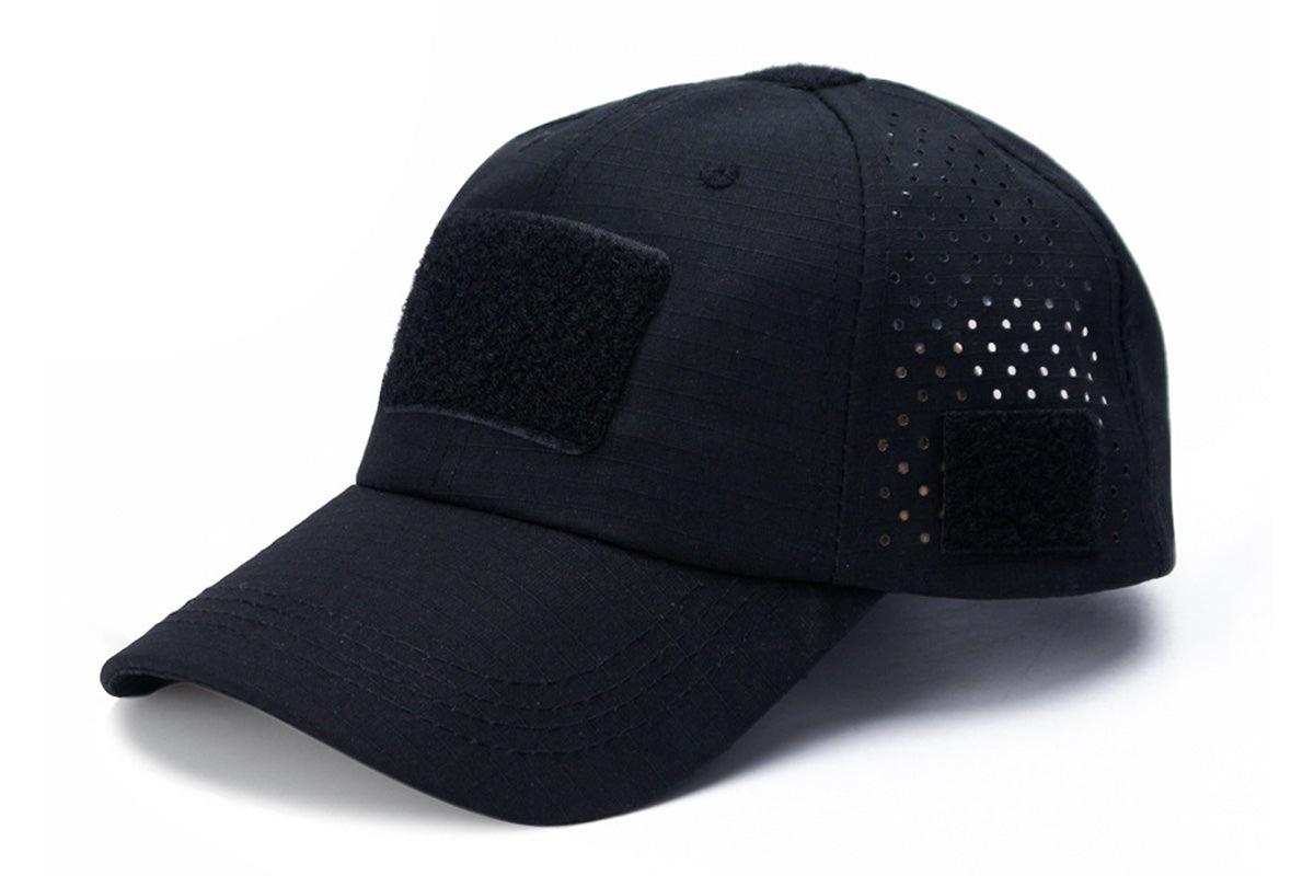 Baseball Cap Adjustable Size Golf Dad Hat with Glasses Holder-Black