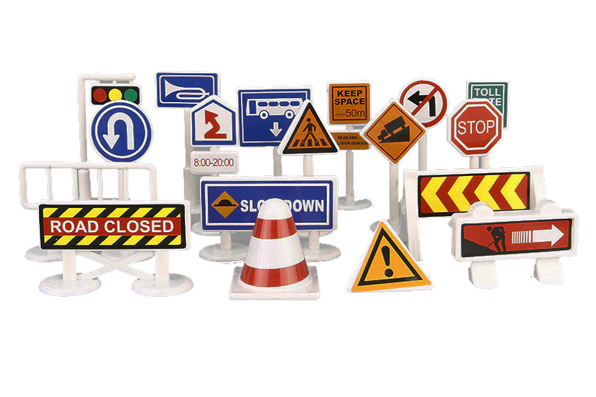 58Pcs Floor Play Mat Rug Traffic Road Signs Car Track City Carpet Toy with 10 Trees