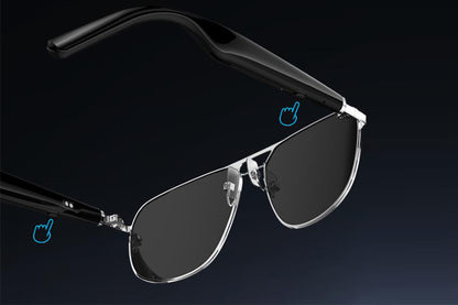 Smart Bluetooth Sunglasses Built-in Open Ear Music and Speaker for Men and Women -Black