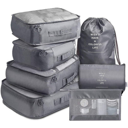 7 Pcs Set Travel Packing Organizers for Space Saving Packing Cubes Luggage Organizers Travel Accessories Gray