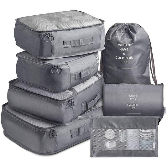 7 Pcs Set Travel Packing Organizers for Space Saving Packing Cubes Luggage Organizers Travel Accessories Gray
