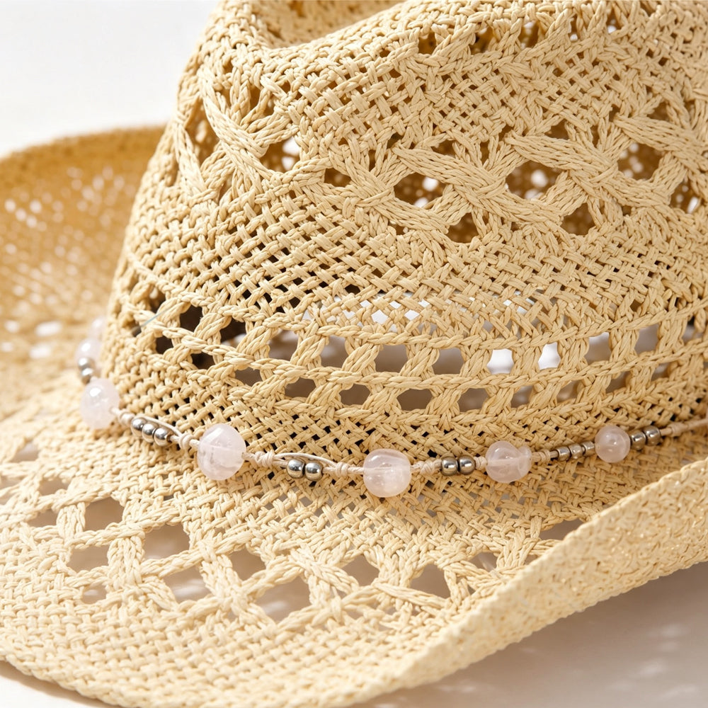 Wide Brim Straw Cowboy Hat with Shapeable Brim