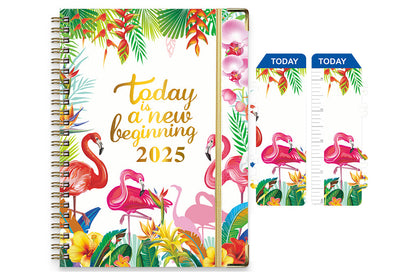 2025 Planner Book with Bookmark 2025 Calendar JAN 2025 - DEC 2025 Weekly and Monthly Academic Planner-Flamingos