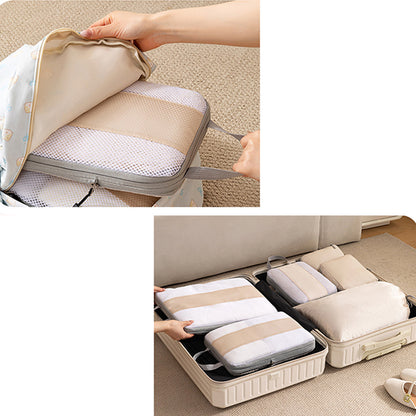 3Pcs Compression Packing Cubes for Travel Lightweight Storage Bags Set-Beige