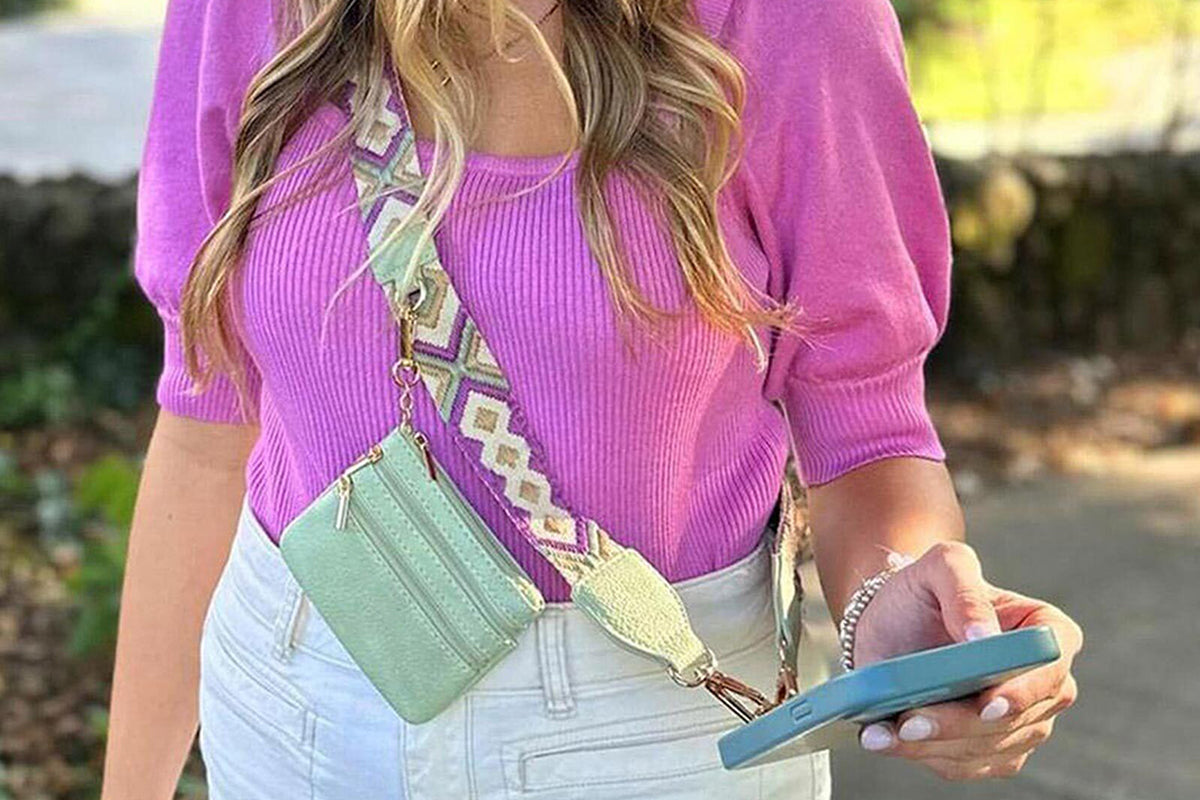 Phone Strap With Zippered Wallet Pouch Adjustable Phone Strap Crossbody Phone String-Colour Mixture