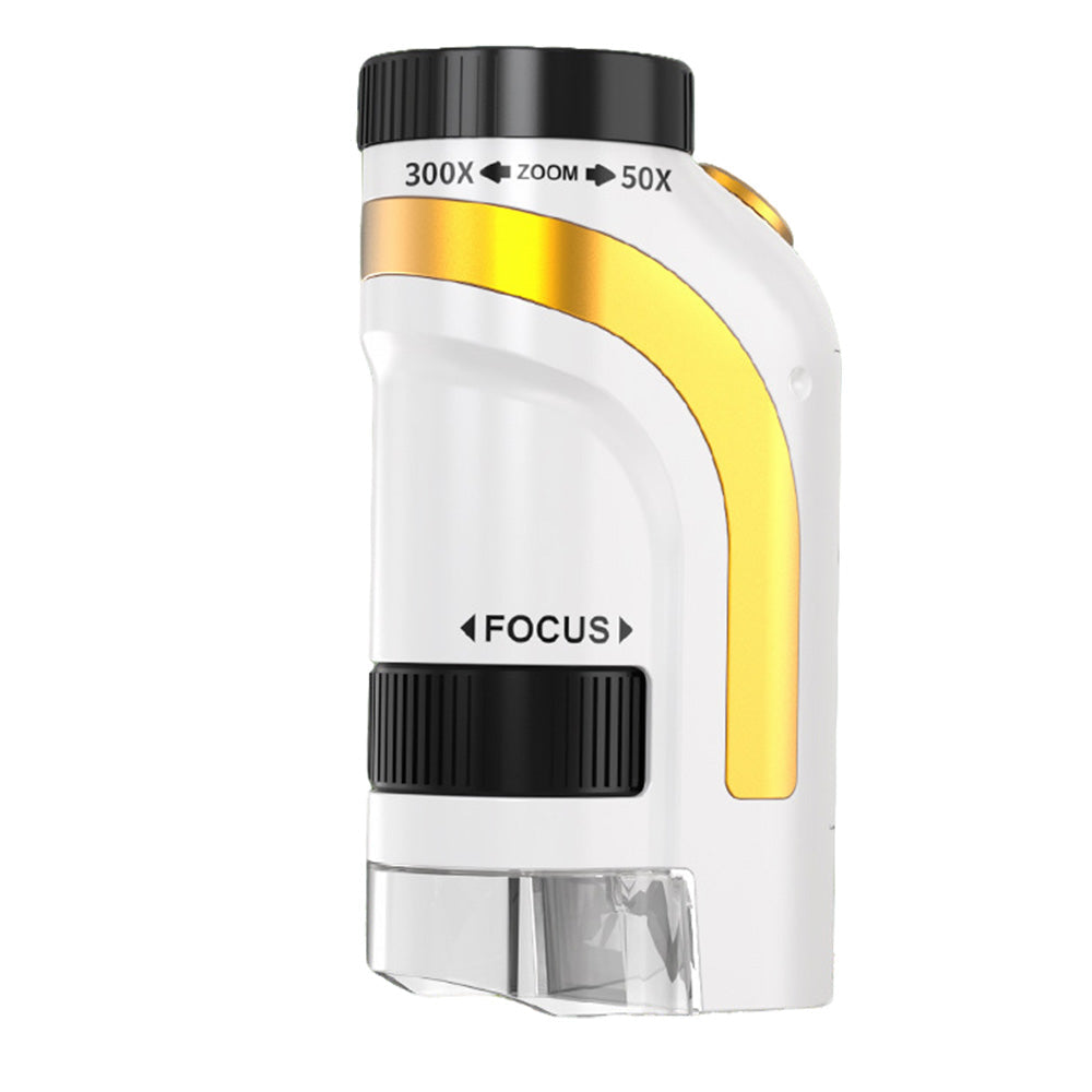 50X-300X Handheld Microscope with LED Lights Portable Pocket Zoom Gold