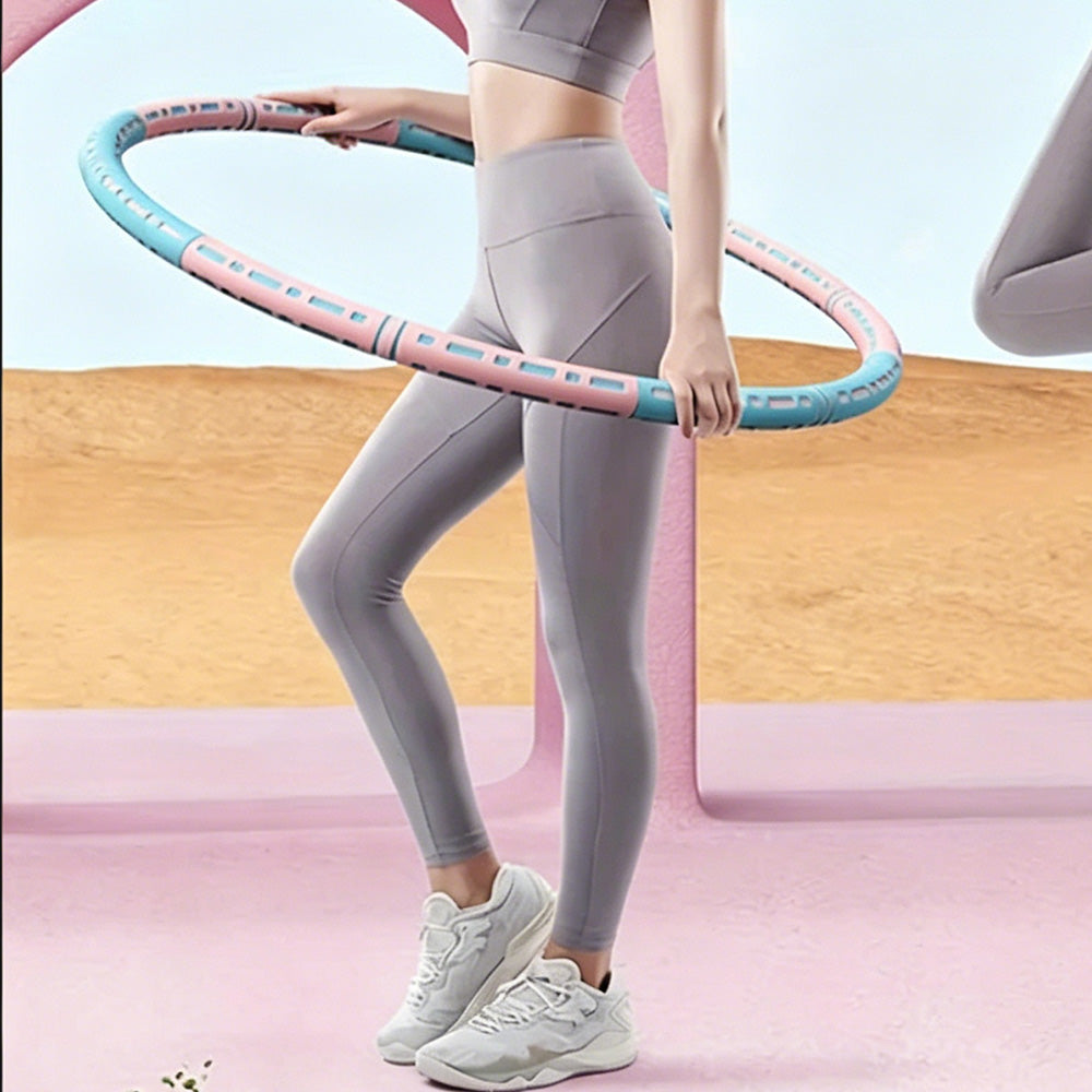 Detachable Weighted Hula Hoop 6 Sections Adjustable Fitness Hoop for Adults-Pink
