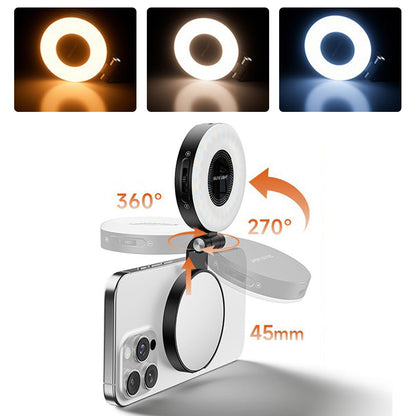 Phone Selfie Light Rechargeable Folding Phone Fill Light With Mirror-Black