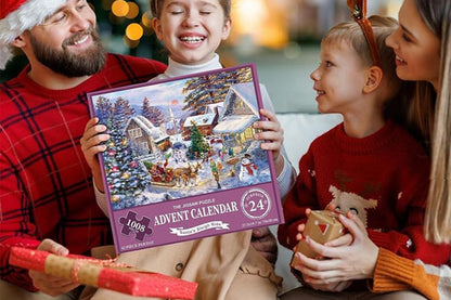 2Pcs Christmas Advent Calendar 1008 Pieces Jigsaw Puzzles 24 Box Christmas Puzzle Countdown Calendar Funny Christmas Game Gift