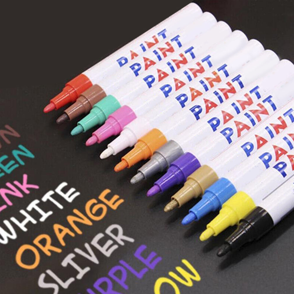 12 Colors Permanent Oil Based Paint Pen Waterproof Markers