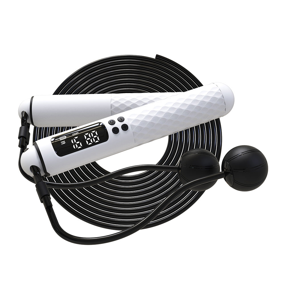Smart Digital Jump Rope Set Accurately Skipping Rope Weighted Exercise Rope for Fitness Training White