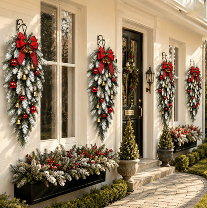 60cm Christmas Teardrop Wreath with Pine Needles Bells