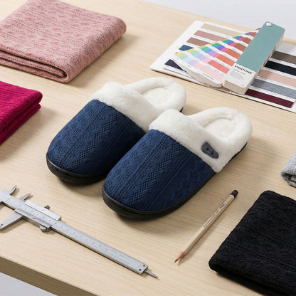 Indoor Non Slip Fuzzy Slippers-Navy
