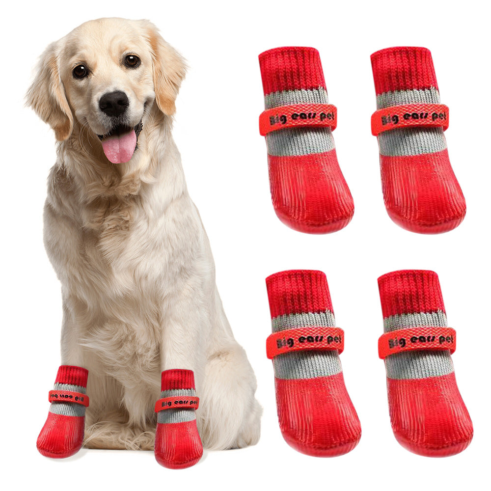 Waterproof Anti Slip Pet Shoes with Rubber Sole for Indoor and Outdoor Use Red