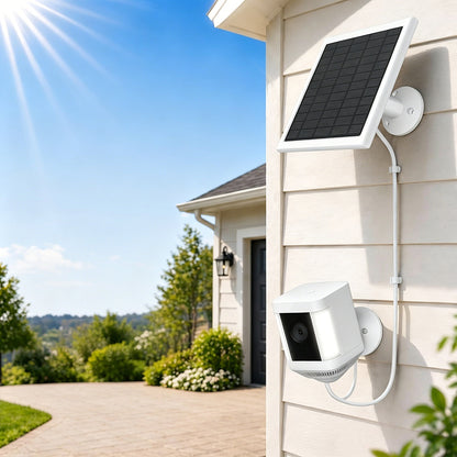 8W Solar Panel Charger Compatible with Ring Stick Up Cam Battery-White